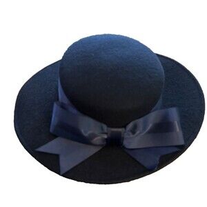 Michael Howard Vintage Fedora Hat Wool Navy Blue with Bow